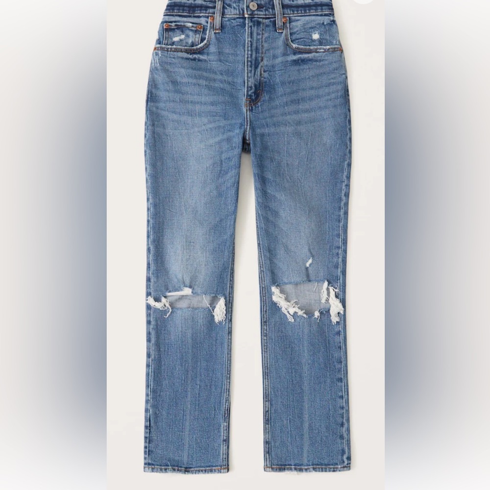 Abercrombie & Fitch Curve Love Ultra High Rise Ankle Straight Jeans